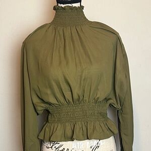 Olive Green Smocked Top